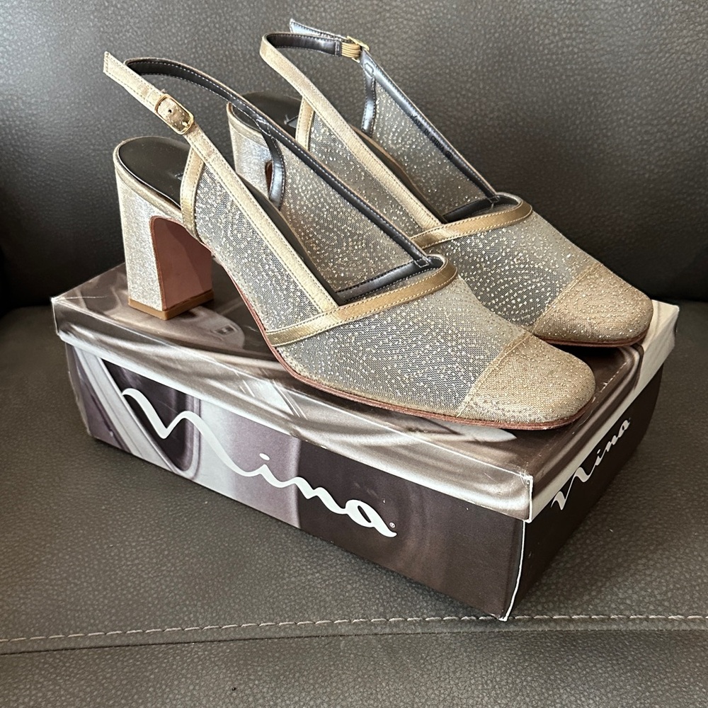 Nina Gold Women's Slingback Heels
